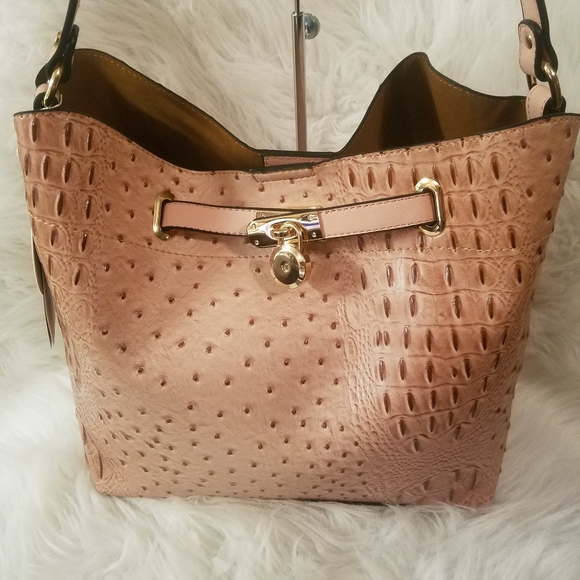 BROWN EMBOSSED HOBO SHOULDER BAG SET - Picture 2 of 7